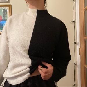 H&M Split Color Mock Neck Sweater